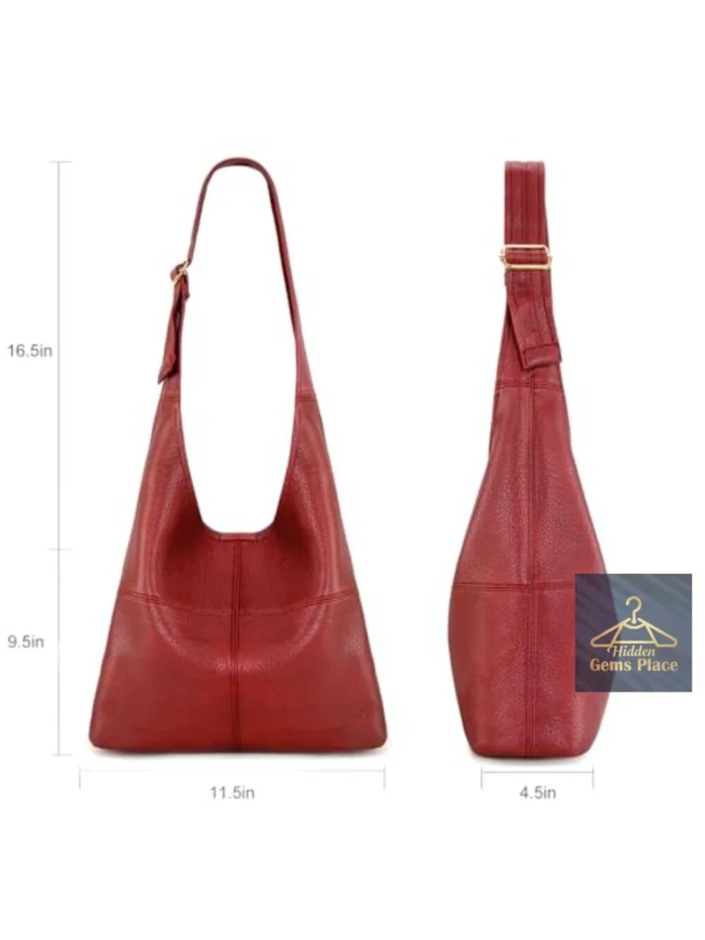Vegan Leather Hobo Purse with Matching Wristlet, Magnetic Closure, Adjustable